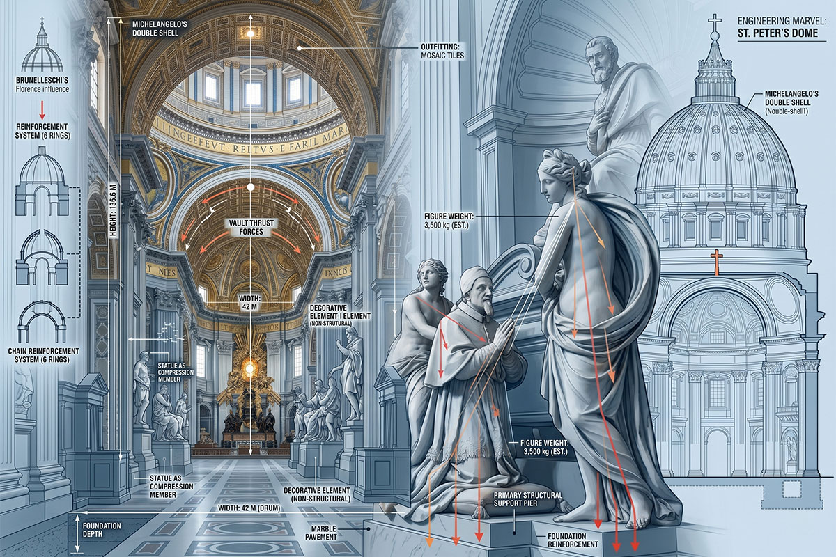 Engineering Marvels: The Dome of St. Peter\'s Basilica