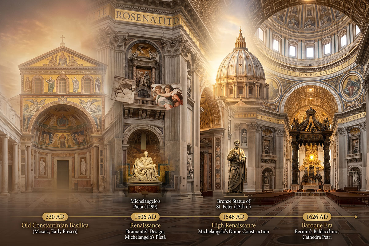 The Evolution of St. Peter\'s Art Through the Ages